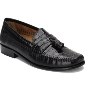 Pisa Tassel Loafer Black Cayman Aligator leather print sz 8.5 D NWOT